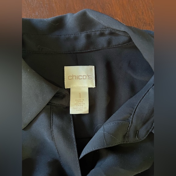 Chico’s Black Ruffle Front Blouse - Picture 4 of 5